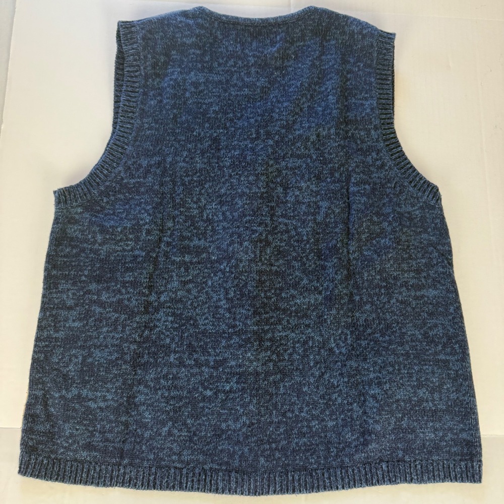 Tiara International Vintage Sunflower Patchwork Zip Sweater Vest Blue Large - Picture 3 of 7
